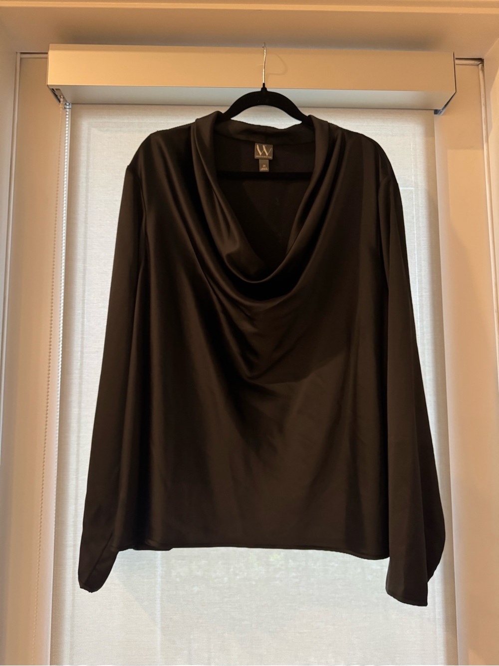Worthington Black Women's Top with Subtle Satin Trim
